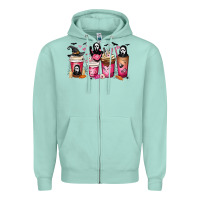 Seafoam Scream Coffee Cups Zipper Hoodie - MaliasSmallBusiness
