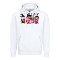 White Scream Coffee Cups Zipper Hoodie - MaliasSmallBusiness