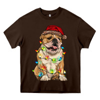 Chocolate Brown christmas bulldog Heavy Core Tee - RanaPortraitStore