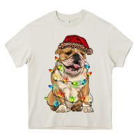Cream christmas bulldog Heavy Core Tee - RanaPortraitStore