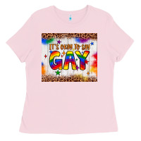 Bubblegum Pink it's okay to say gay tumbler Ladies Tee - JahusDesignShop
