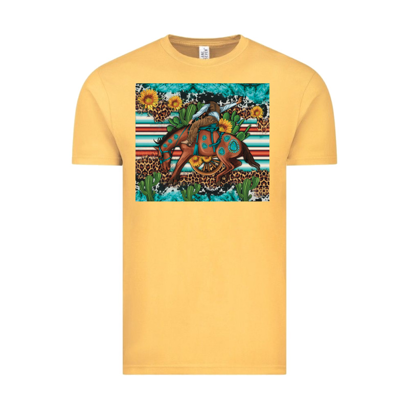 Bucking Bronco Cowboy Rodeo Cactus And Sunflowers Vintage Tee by Artiststas | Teevron