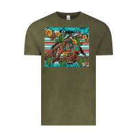 Vintage Olive bucking bronco cowboy rodeo cactus and sunflowers Vintage Tee - Artiststas