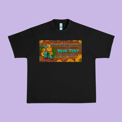 Preview Custom Cowboy Boots Sunflowers And Cactus License Plate Urban Heavy Tee Designed By Artiststas