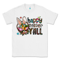 White Happy Easter Y'all Classic Tee - CowhideDigitalArt