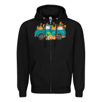 Black fall gnomes truck Zipper Hoodie - MaliasSmallBusiness