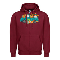 Burgundy fall gnomes truck Zipper Hoodie - MaliasSmallBusiness