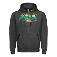 Charcoal Heather fall gnomes truck Zipper Hoodie - MaliasSmallBusiness