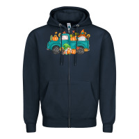 Navy fall gnomes truck Zipper Hoodie - MaliasSmallBusiness