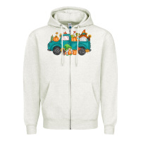 Oatmeal Heather fall gnomes truck Zipper Hoodie - MaliasSmallBusiness