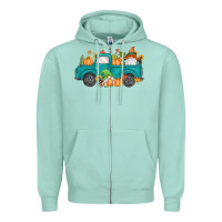 Seafoam fall gnomes truck Zipper Hoodie - MaliasSmallBusiness
