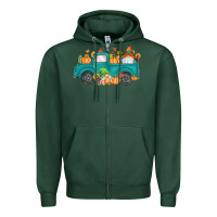 Sports Green fall gnomes truck Zipper Hoodie - MaliasSmallBusiness