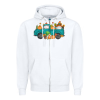 White fall gnomes truck Zipper Hoodie - MaliasSmallBusiness