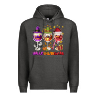 Hallothanksmas Wine Glasses Premium Hoodie | Teevron