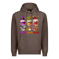Coffee Hallothanksmas wine glasses Premium Hoodie - NancyCooperArtShop