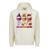 Oatmeal Heather Hallothanksmas wine glasses Premium Hoodie - NancyCooperArtShop