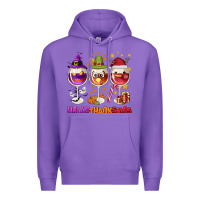 Purple Hallothanksmas wine glasses Premium Hoodie - NancyCooperArtShop