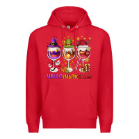 Red Hallothanksmas wine glasses Premium Hoodie - NancyCooperArtShop