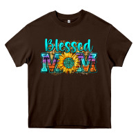 Chocolate Brown blessed mom sunflower Heavy Core Tee - Zillion Design Studio