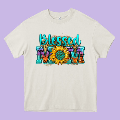 Blessed Mom Sunflower Heavy Core Tee Designed By Zillion Design Studio