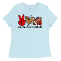 Baby Blue peace love football Ladies Tee - Zillion Design Studio