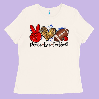 Peace Love Football Ladies Tee Designed By Zillion Design Studio