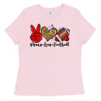 Bubblegum Pink peace love football Ladies Tee - Zillion Design Studio
