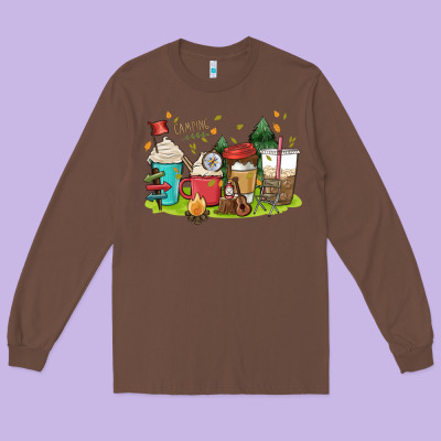 Camp Coffee Drink Long Sleeve Tee Designed By Maliassmallbusiness