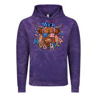 Cloud Purple moo rica highland cow Vintage Hoodie - RanaPortraitStore