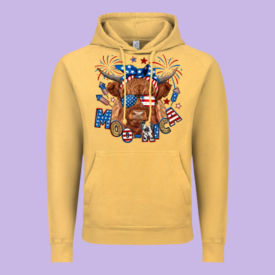 Moo Rica Highland Cow Vintage Hoodie Designed By Ranaportraitstore