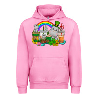 Fuchsia Pink St. Patrick's Hippopotamus coffee cups Urban Hoodie - CowGirlArtShop