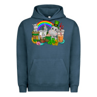 Pigment Midnight Navy St. Patrick's Hippopotamus coffee cups Urban Hoodie - CowGirlArtShop