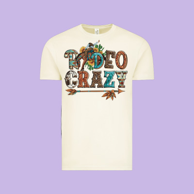 Rodeo Crazy Bucking Bronco Cowboy Vintage Tee Designed By Artiststas