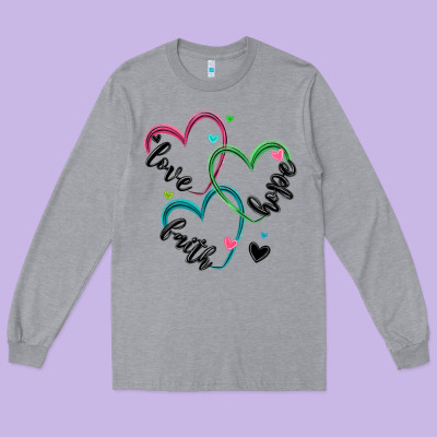Faith Hope Love Long Sleeve Tee Designed By Maliassmallbusiness