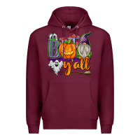 Burgundy Boo Y'all Premium Hoodie - texasbilliewilder