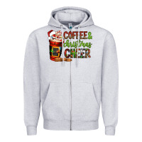Heather Grey Coffee and Christmas cheer Zipper Hoodie - NancyCooperArtShop