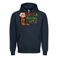 Navy Coffee and Christmas cheer Zipper Hoodie - NancyCooperArtShop