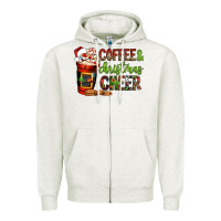 Oatmeal Heather Coffee and Christmas cheer Zipper Hoodie - NancyCooperArtShop