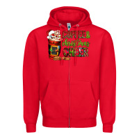 Red Coffee and Christmas cheer Zipper Hoodie - NancyCooperArtShop