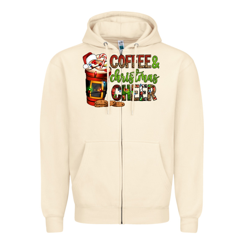 Coffee And Christmas Cheer Zipper Hoodie by NancyCooperArtShop | Teevron