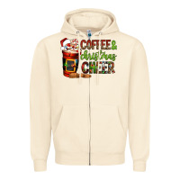Sandshell Coffee and Christmas cheer Zipper Hoodie - NancyCooperArtShop