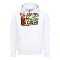 White Coffee and Christmas cheer Zipper Hoodie - NancyCooperArtShop