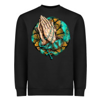 Black western praying hands prayer rosary  faith cross Heavyweight Sweatshirt - BarkalooDesign