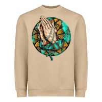 Western Praying Hands Prayer Rosary  Faith Cross Heavyweight Sweatshirt | Teevron