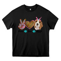 Black peace love beagle Heavy Core Tee - RanaPortraitStore