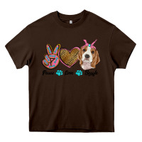 Chocolate Brown peace love beagle Heavy Core Tee - RanaPortraitStore