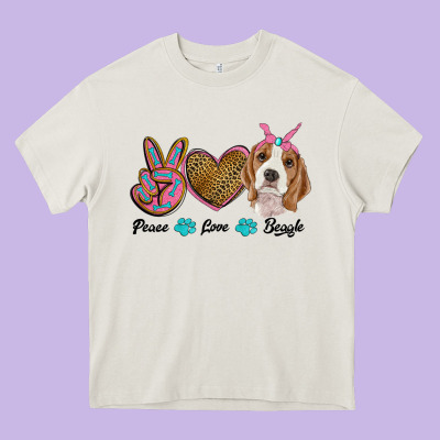 Peace Love Beagle Heavy Core Tee Designed By Ranaportraitstore