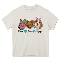 Cream peace love beagle Heavy Core Tee - RanaPortraitStore