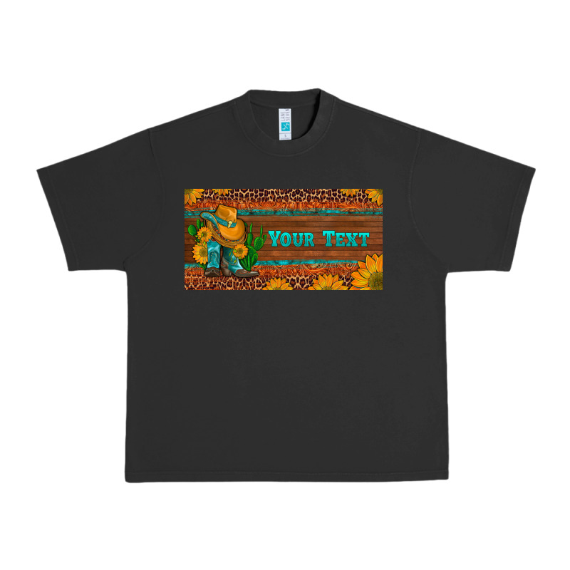 (preview)custom Cowboy Boots Sunflowers And Cactus License Plate Urban Heavy Tee by Artiststas | Teevron