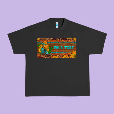 (preview)custom Cowboy Boots Sunflowers And Cactus License Plate Urban Heavy Tee Designed By Artiststas
